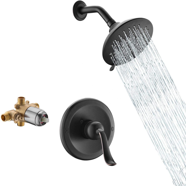 Robinet de bain Mitigeur de douche dissimulé noir Robinet de système de douche à effet pluie