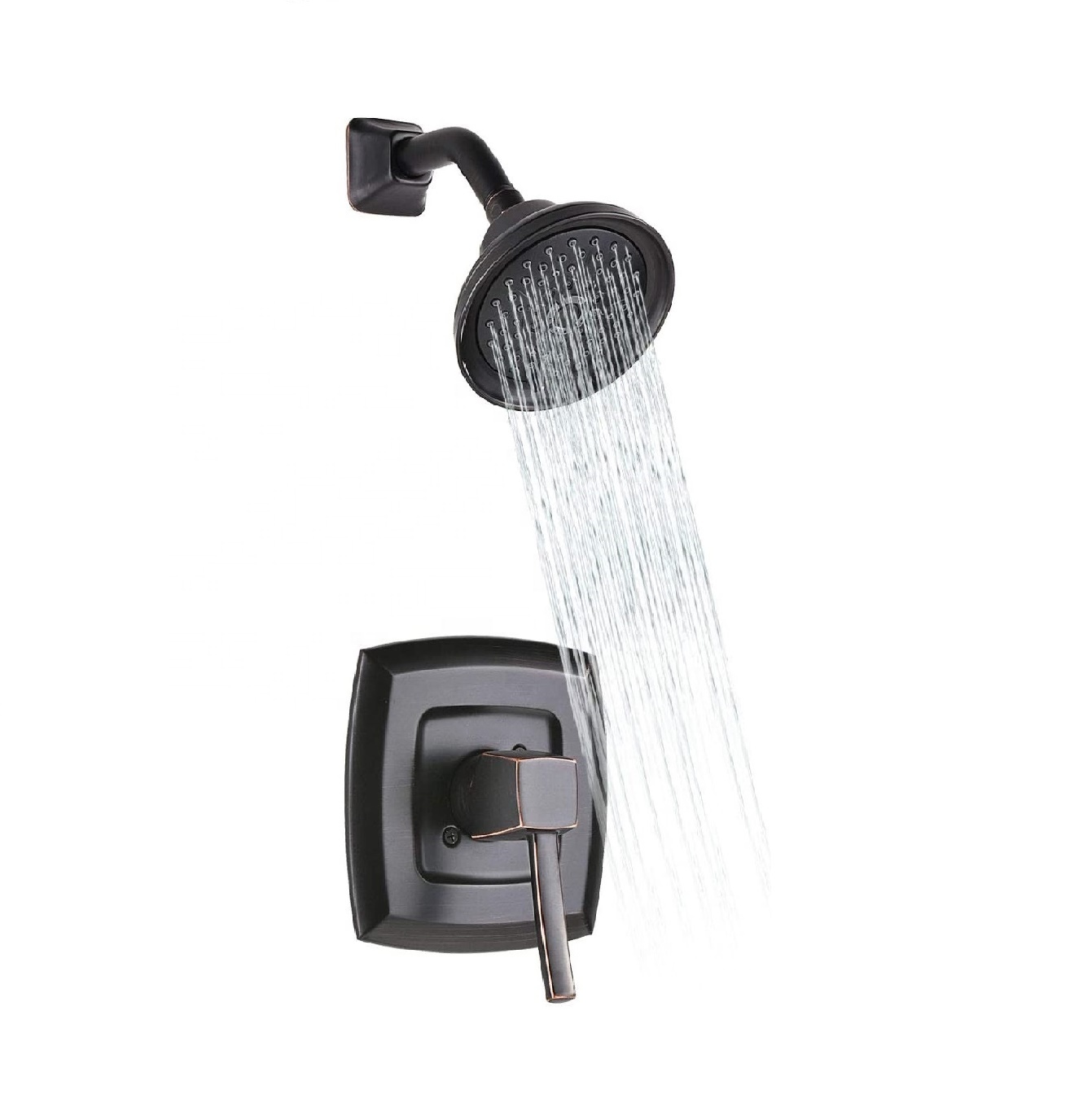 Ensemble de douche noir en bronze de robinet de baignoire à cascade à haute pression pour salle de bain