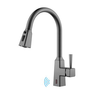 Nouveau robinet de cuisine carré en acier inoxydable noir robinet de cuisine sans contact