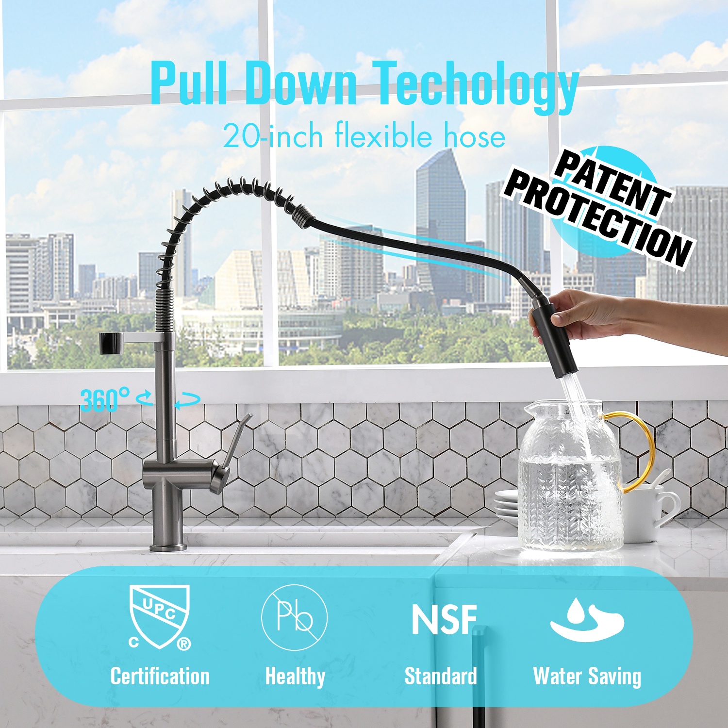 2021 robinet de cuisine moderne à tirette robinet de cuisine chaud et froid robinet d'évier de cuisine robinet de bassin