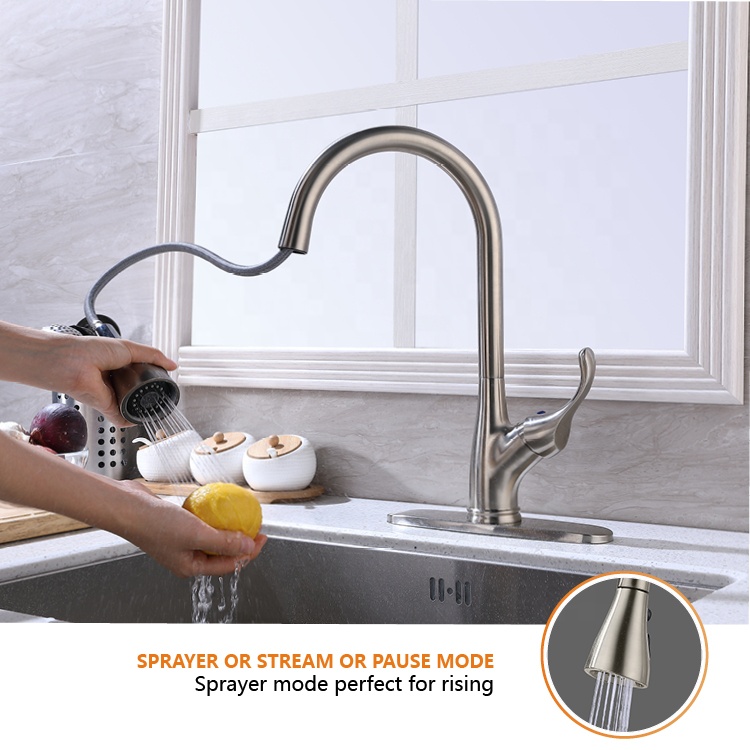 Robinet de cuisine pulvérisateur de robinet rotatif à 360 degrés CUPC robinet d'évier de cuisine à tirette