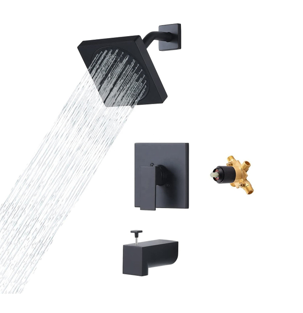 Robinet de douche mural léger et utile de haute qualité noir mat ensemble de douche pluie robinets de bain et de douche