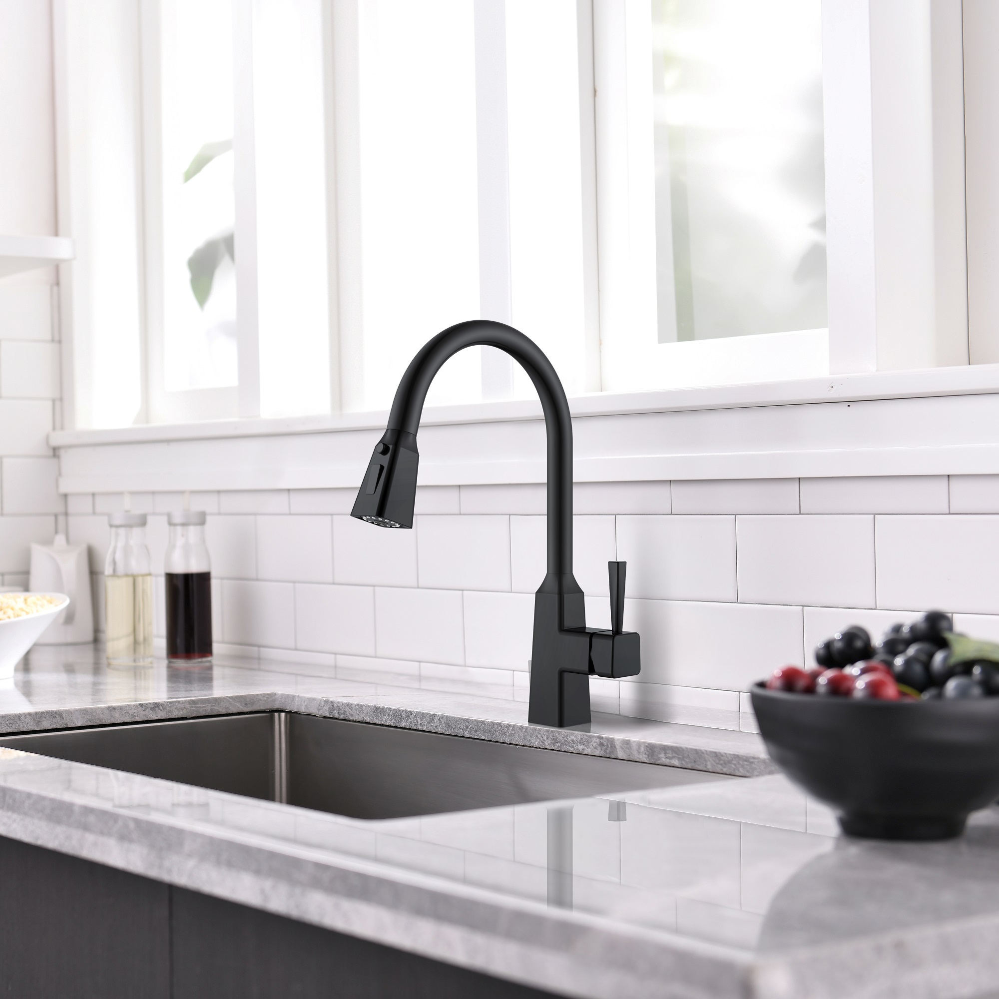 Nouveau robinet de cuisine carré noir robinet de cuisine sans contact