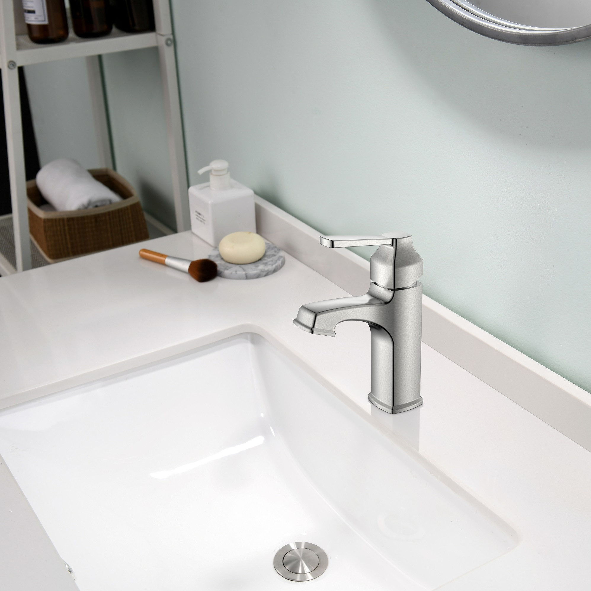 Robinet de lavabo à une poignée de forme carrée classique brun huilé pour salle de bain