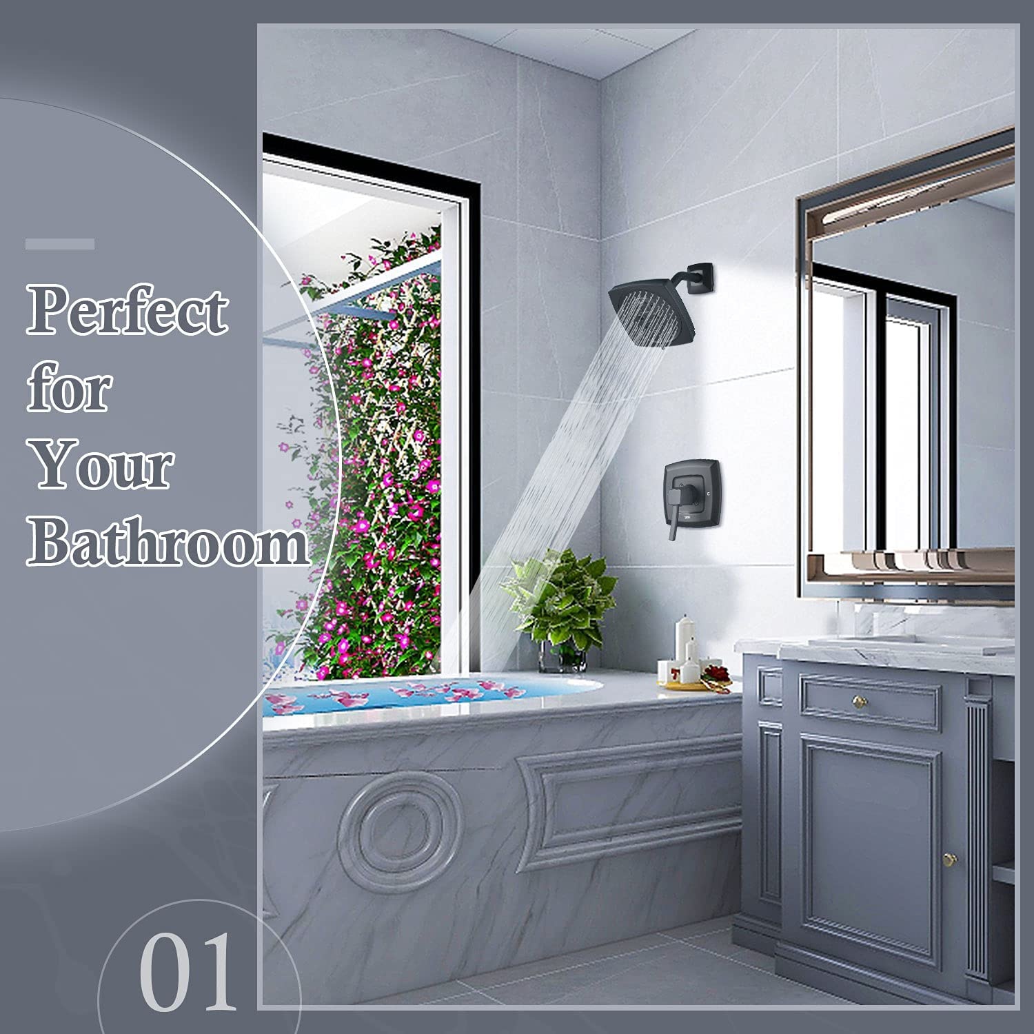 Assurance de la qualité Best-seller de salle de bains de l'hôtel Ensemble de robinet de douche de pluie Ensemble de bain noir