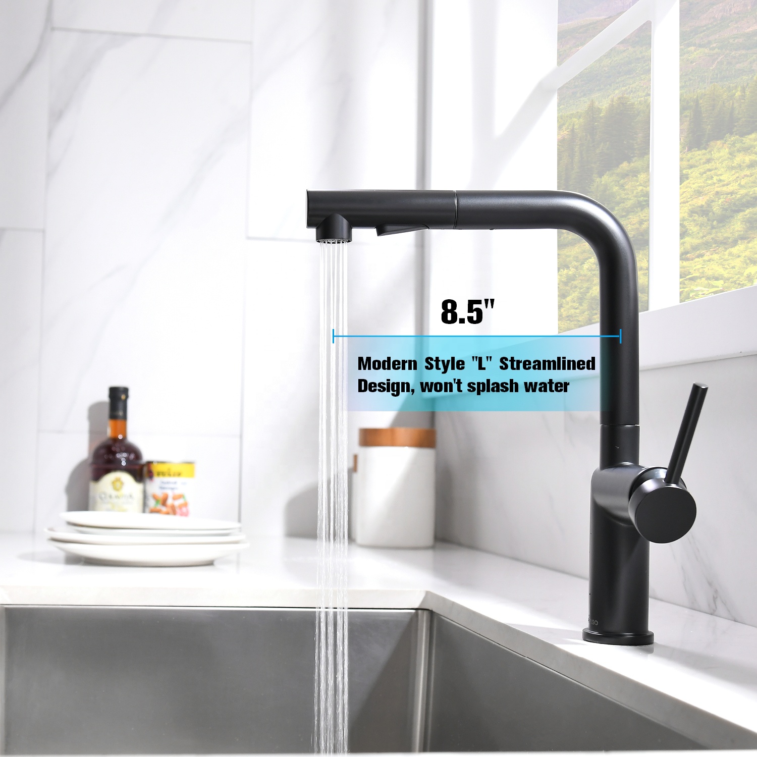 Robinet contemporain évier de cuisine robinets d'eau robinet nouveau Design moderne robinet de cuisine à pulvérisation extractible