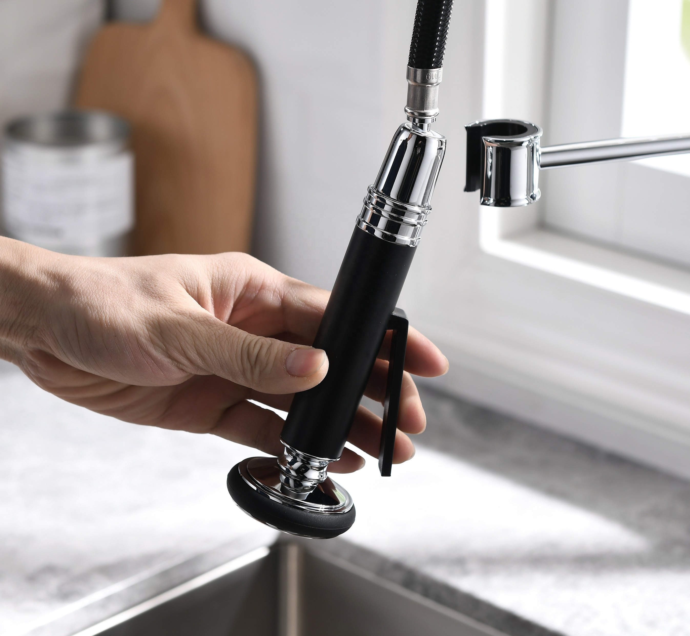 Robinet de cuisine américain 360 réglable robinet de cuisine flexible ressort tirer vers le bas robinet de cuisine
