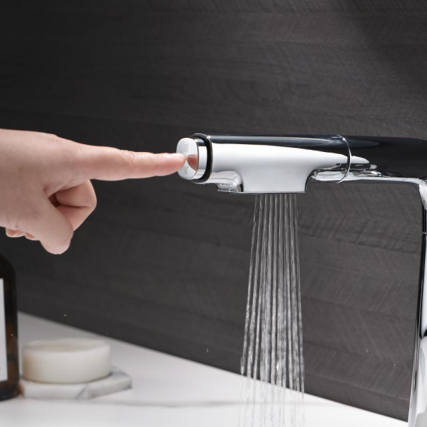 Robinet de lavabo rétractable à poignée unique avec affichage de la température Robinets de salle de bain blanc mat